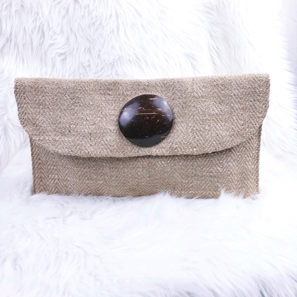 Burlap Envelope Boho Clutch Handbag Purse Beach